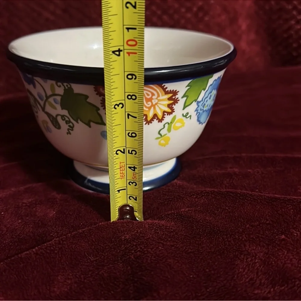 Threshold Carnigan Field Stoneware Cereal Bowl 5.5" x 3.5". Dk Blue Green Red - Picture 7 of 8